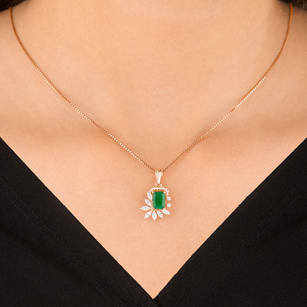 18K Two Tone Gold Diamond Pendant - 0.37ct VVS-VS-EF with Colour Stones