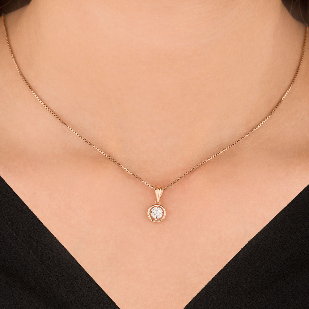 18K Two Tone Gold Diamond Pendant - 0.115ct VVS-VS-EF