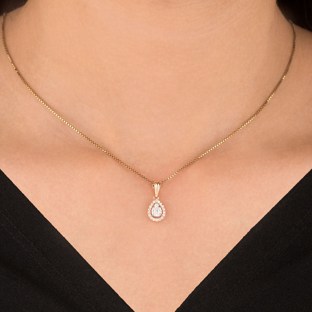 18K Two Tone Gold Diamond Pendant - 0.21ct VVS-VS-EF