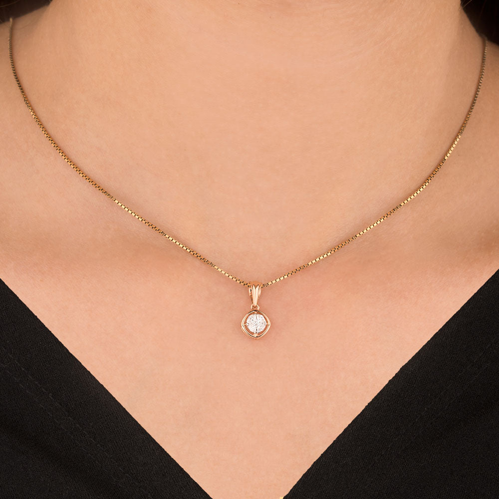 18K Two Tone Gold Diamond Pendant - 0.106ct VVS-EF