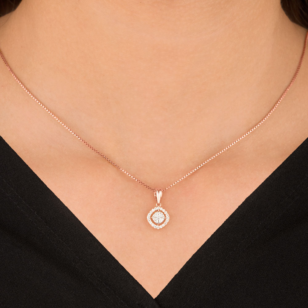 18K Two Tone Gold Diamond Pendant - 0.21ct VVS-VS-EF