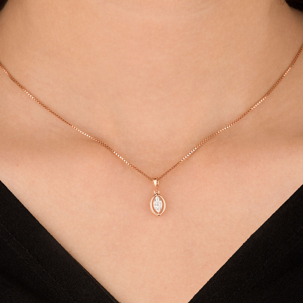 18K Rose Gold Diamond Pendant - 0.093ct VVS-VS-EF