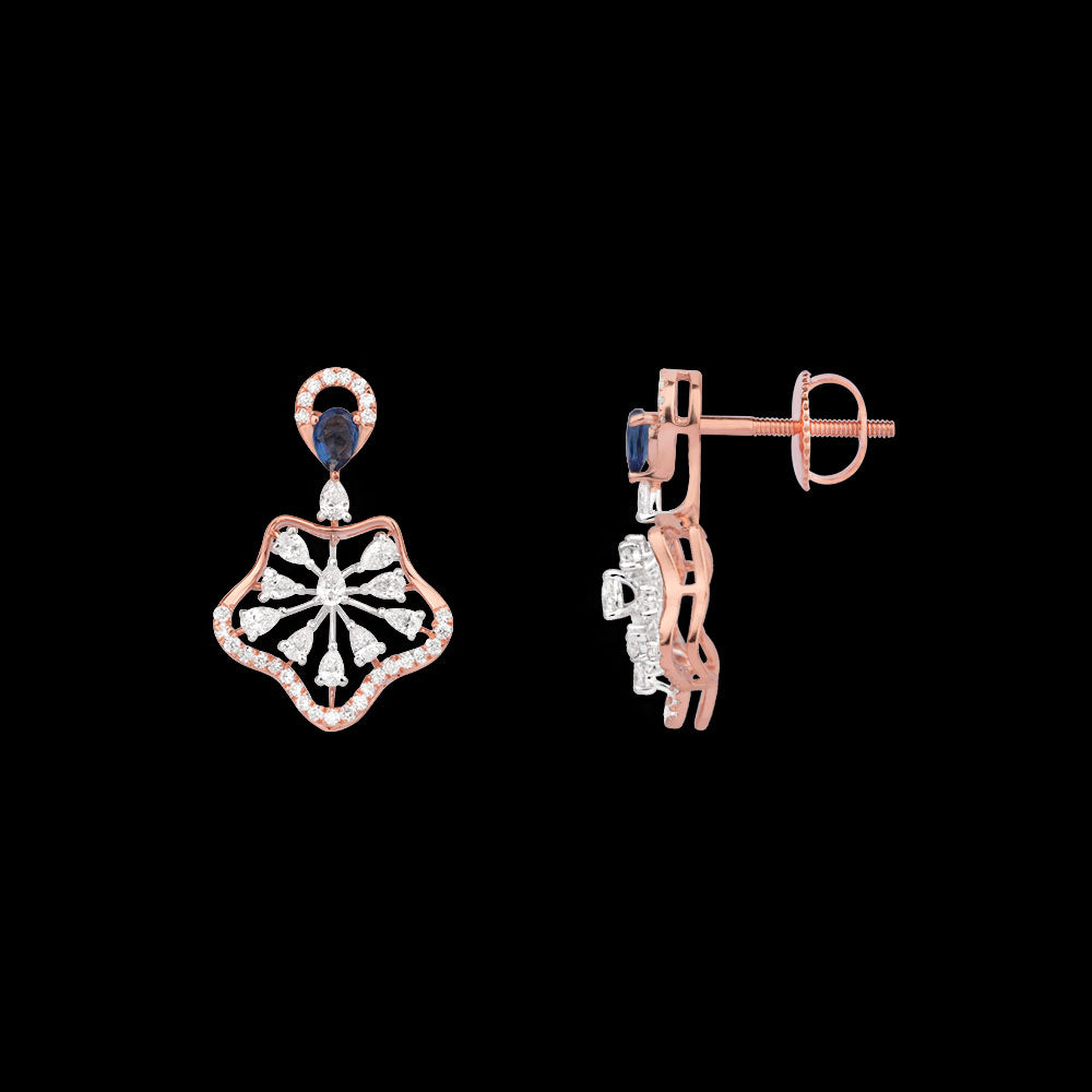18K Two Tone Gold Diamond Jewellery - 0.888ct VVS-EF with Colour Stones