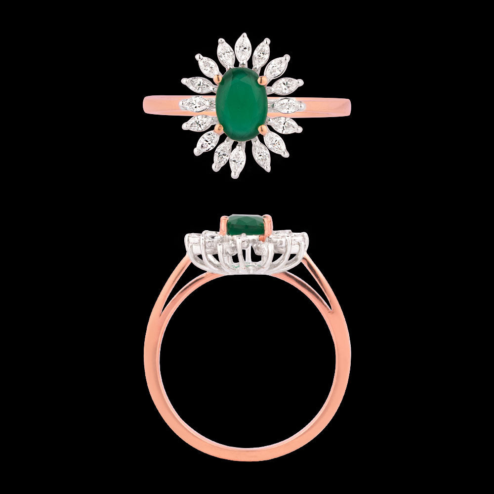 18K Two Tone Gold Diamond Ring - 0.332ct VVS-EF with Colour Stones