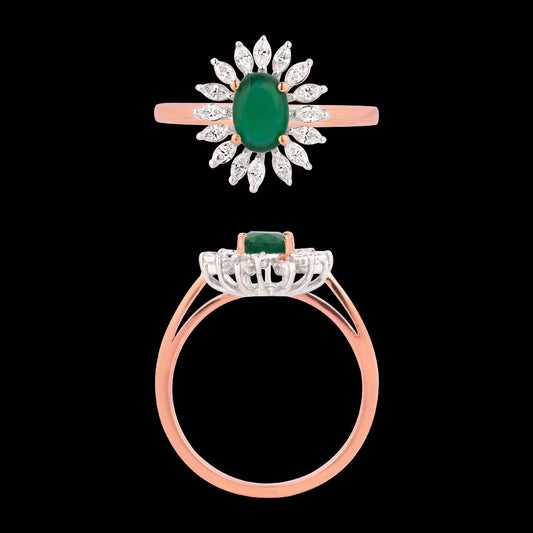 18K Two Tone Gold Diamond Ring - 0.332ct VVS-EF with Colour Stones