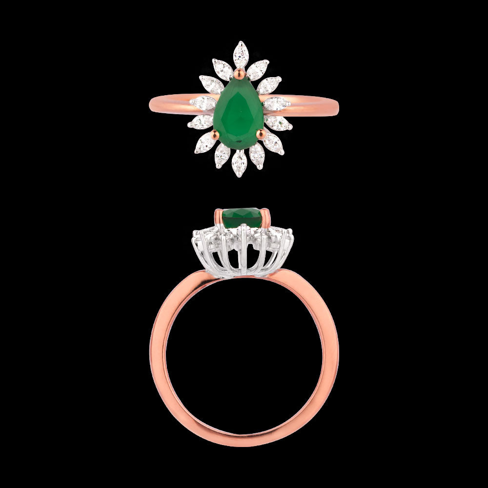 18K Two Tone Gold Diamond Ring - 0.295ct VVS-EF with Colour Stones