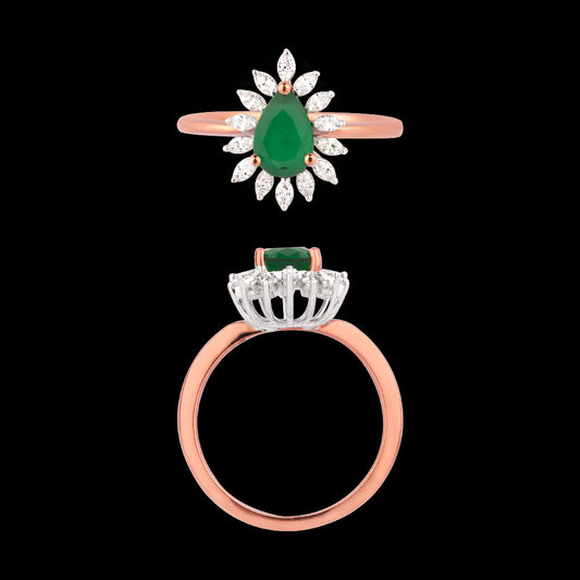 18K Two Tone Gold Diamond Ring - 0.295ct VVS-EF with Colour Stones