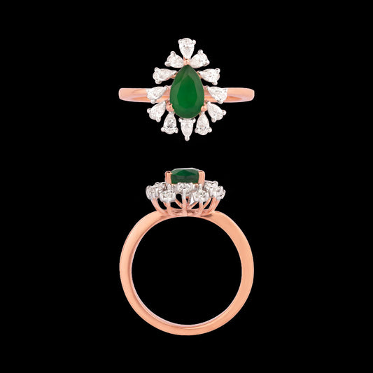 18K Two Tone Gold Diamond Ring - 0.373ct VVS-EF with Colour Stones