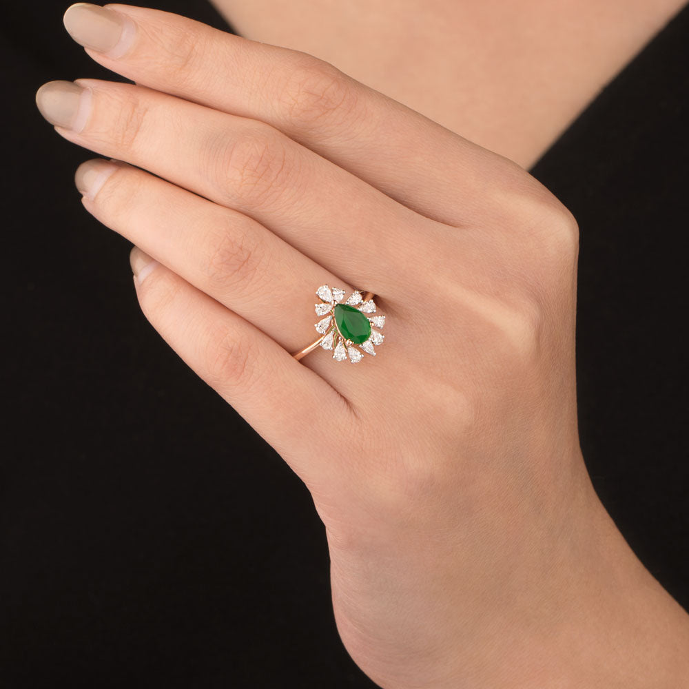 18K Two Tone Gold Diamond Ring - 0.373ct VVS-EF with Colour Stones