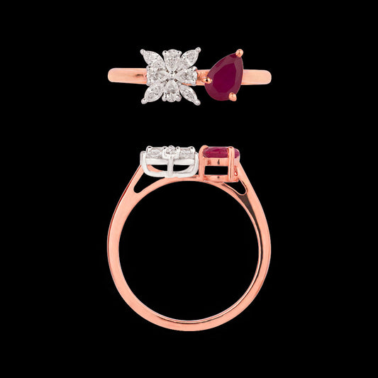 18K Two Tone Gold Diamond Ring - 0.195ct VVS-VS-EF with Colour Stones