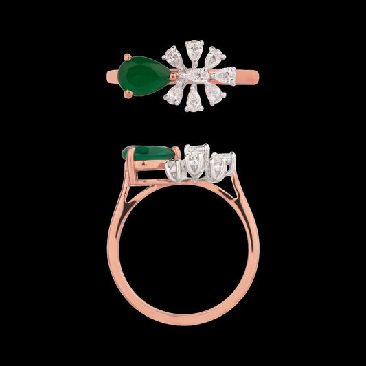 18K Two Tone Gold Diamond Ring - 0.244ct VVS-EF with Colour Stones