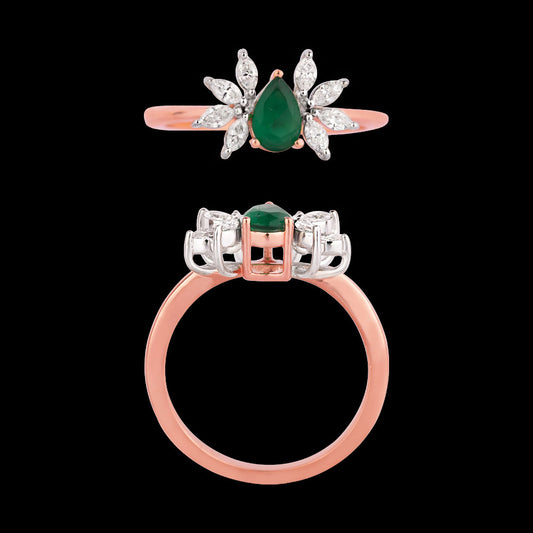 18K Two Tone Gold Diamond Ring - 0.246ct VVS-EF with Colour Stones