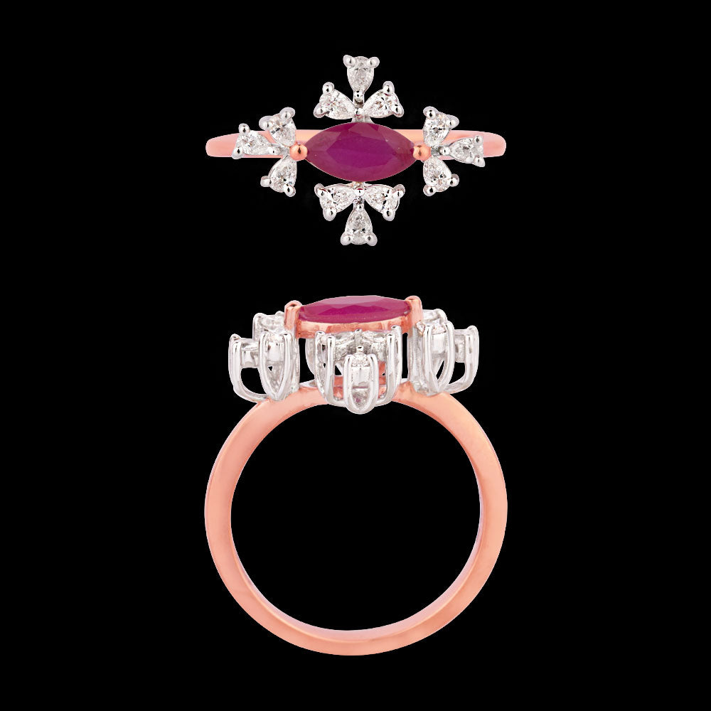 18K Two Tone Gold Diamond Ring - 0.331ct VVS-EF with Colour Stones