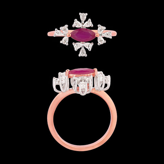 18K Two Tone Gold Diamond Ring - 0.331ct VVS-EF with Colour Stones