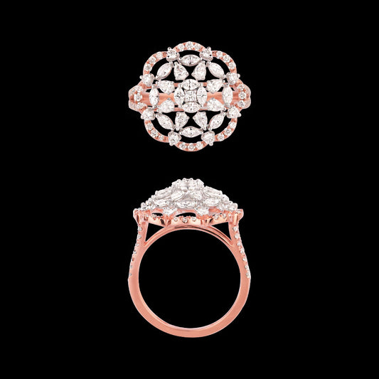 18K Two Tone Gold Diamond Ring - 1.223ct VVS-EF