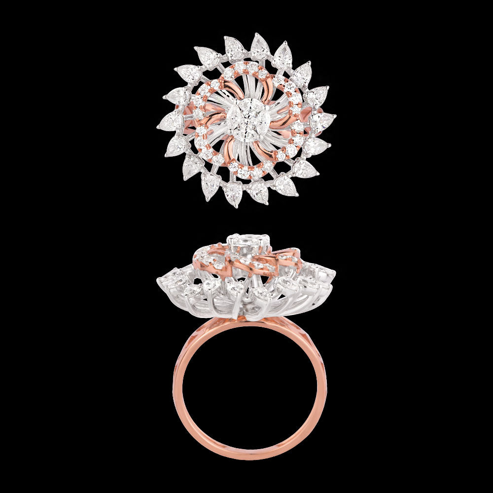18K Two Tone Gold Diamond Ring - 1.54ct VVS-VS-EF