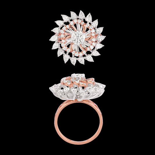 18K Two Tone Gold Diamond Ring - 1.54ct VVS-VS-EF