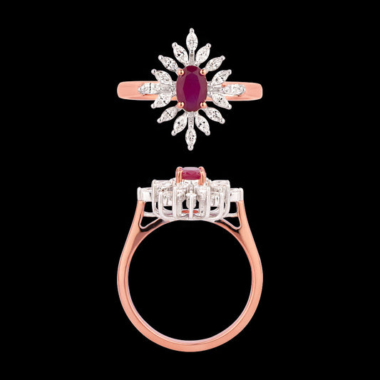 18K Two Tone Gold Diamond Ring - 0.34ct VVS-EF with Colour Stones