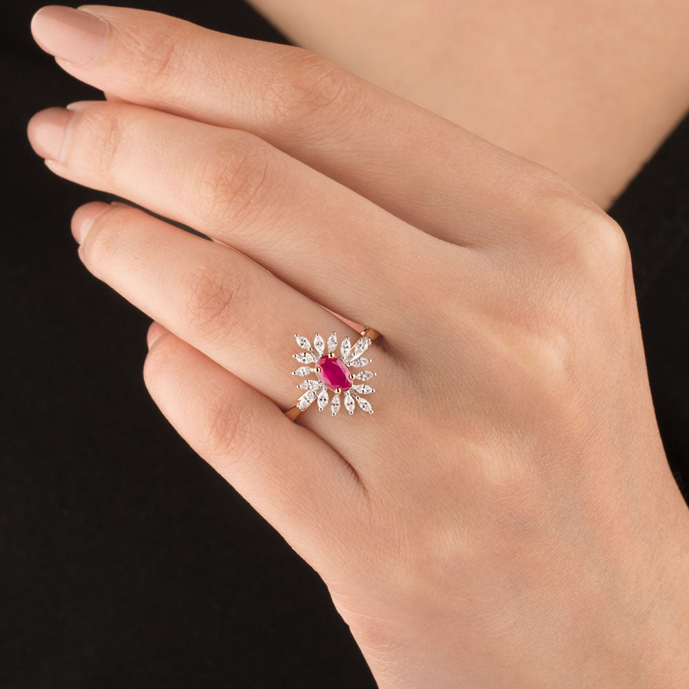18K Two Tone Gold Diamond Ring - 0.34ct VVS-EF with Colour Stones