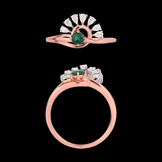 18K Two Tone Gold Diamond Ring - 0.178ct VVS-EF with Colour Stones