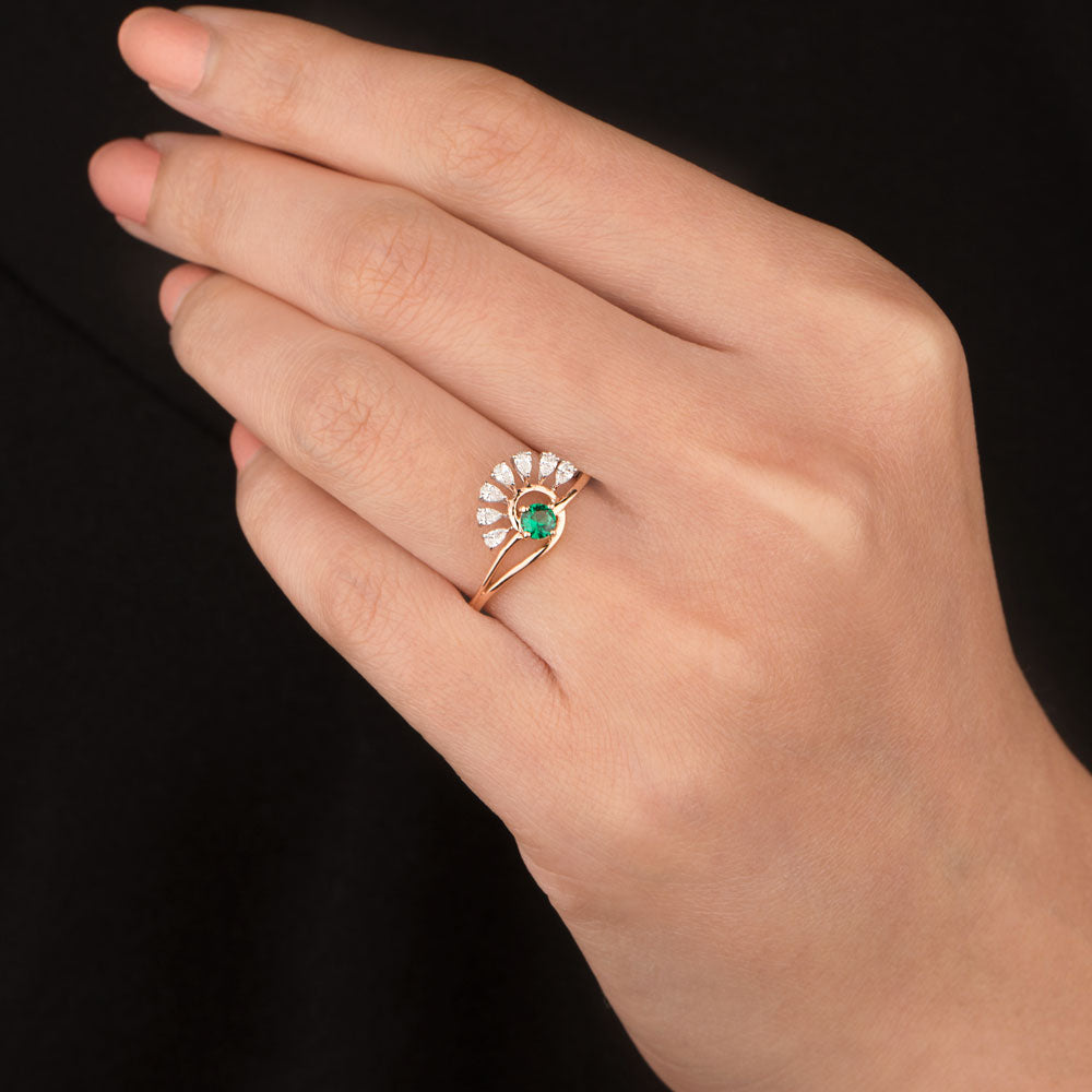 18K Two Tone Gold Diamond Ring - 0.178ct VVS-EF with Colour Stones