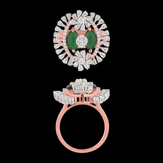 18K Two Tone Gold Diamond Ring - 1.34ct VVS-EF with Colour Stones