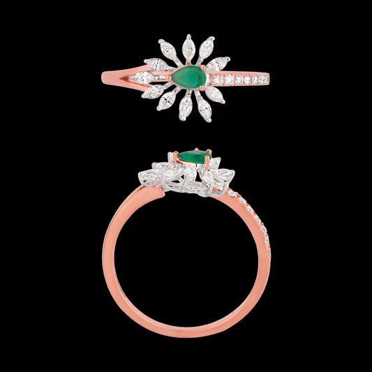 18K Two Tone Gold Diamond Ring - 0.286ct VVS-EF with Colour Stones