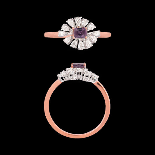 18K Two Tone Gold Diamond Ring - 0.318ct VVS-VS-EF with Colour Stones