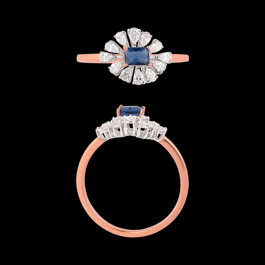 18K Two Tone Gold Diamond Ring - 0.346ct VVS-VS-EF with Colour Stones