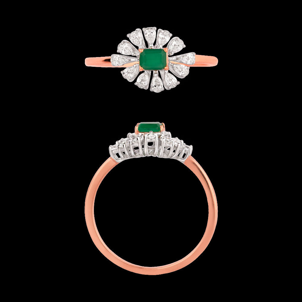 18K Two Tone Gold Diamond Ring - 0.335ct VVS-EF with Colour Stones