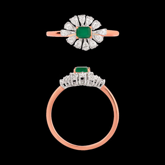 18K Two Tone Gold Diamond Ring - 0.335ct VVS-EF with Colour Stones