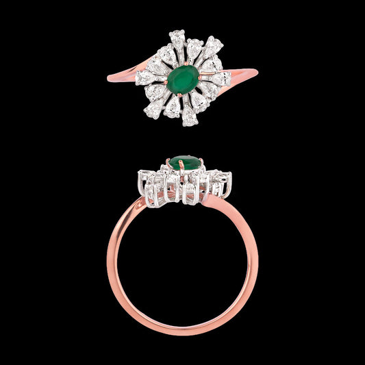 18K Two Tone Gold Diamond Ring - 0.442ct VVS-EF with Colour Stones
