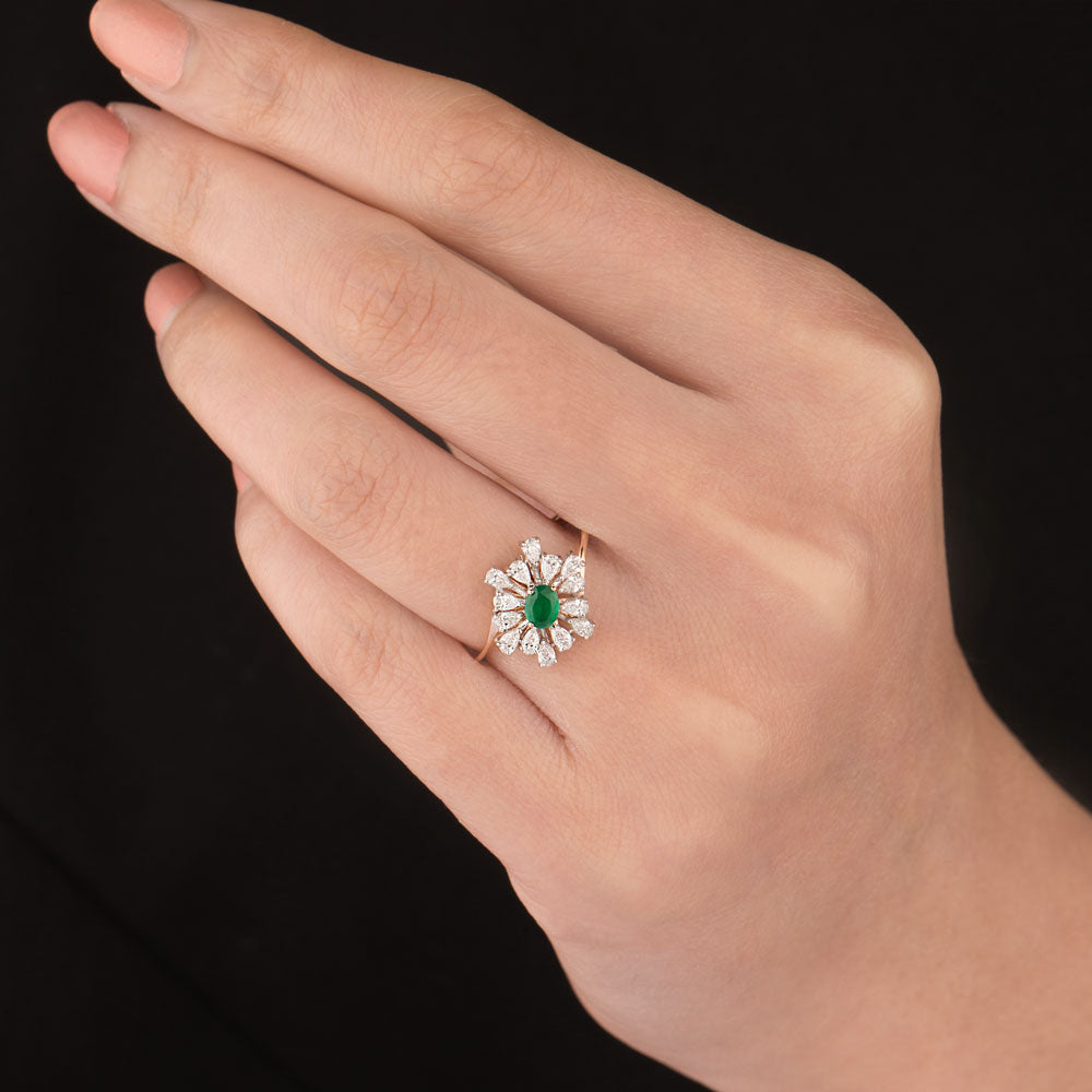 18K Two Tone Gold Diamond Ring - 0.442ct VVS-EF with Colour Stones
