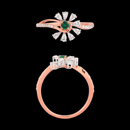 18K Two Tone Gold Diamond Ring - 0.407ct VVS-VS-EF with Colour Stones