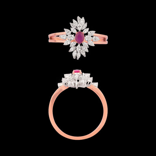 18K Two Tone Gold Diamond Ring - 0.478ct VVS-EF with Colour Stones