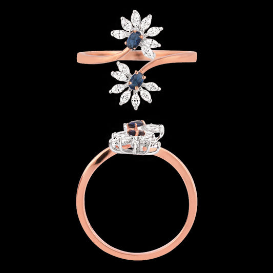 18K Two Tone Gold Diamond Ring - 0.256ct VVS-EF with Colour Stones