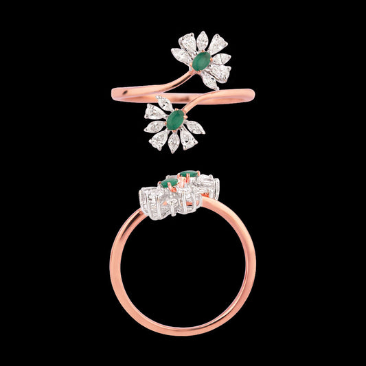 18K Two Tone Gold Diamond Ring - 0.358ct VVS-EF with Colour Stones
