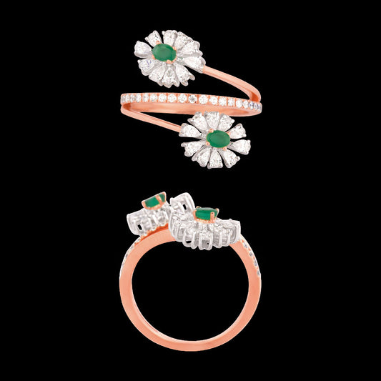 18K Two Tone Gold Diamond Ring - 0.695ct VVS-EF with Colour Stones