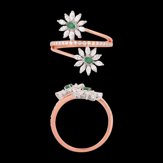 18K Two Tone Gold Diamond Ring - 0.603ct VVS-EF with Colour Stones