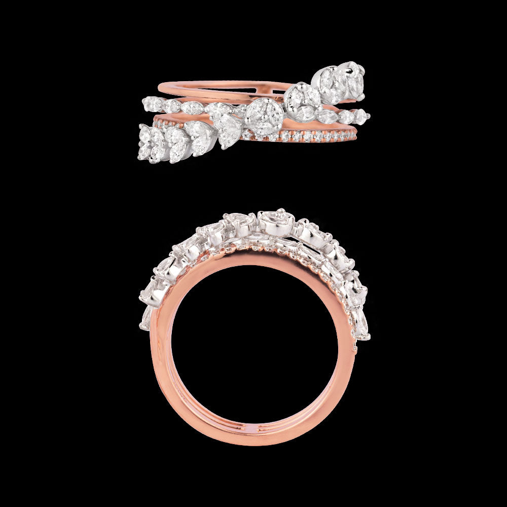 18K Two Tone Gold Diamond Ring - 0.91ct VVS-VS-EF