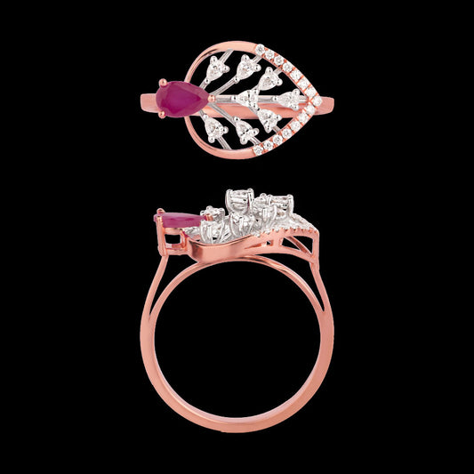 18K Two Tone Gold Diamond Ring - 0.238ct VVS-EF with Colour Stones