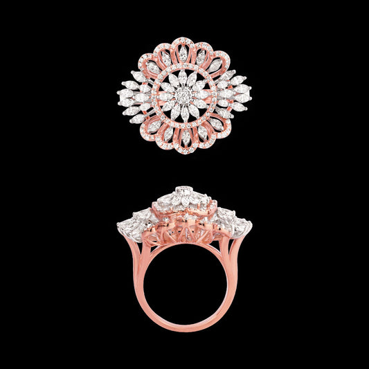 18K Two Tone Gold Diamond Ring - 1.808ct VVS-FG