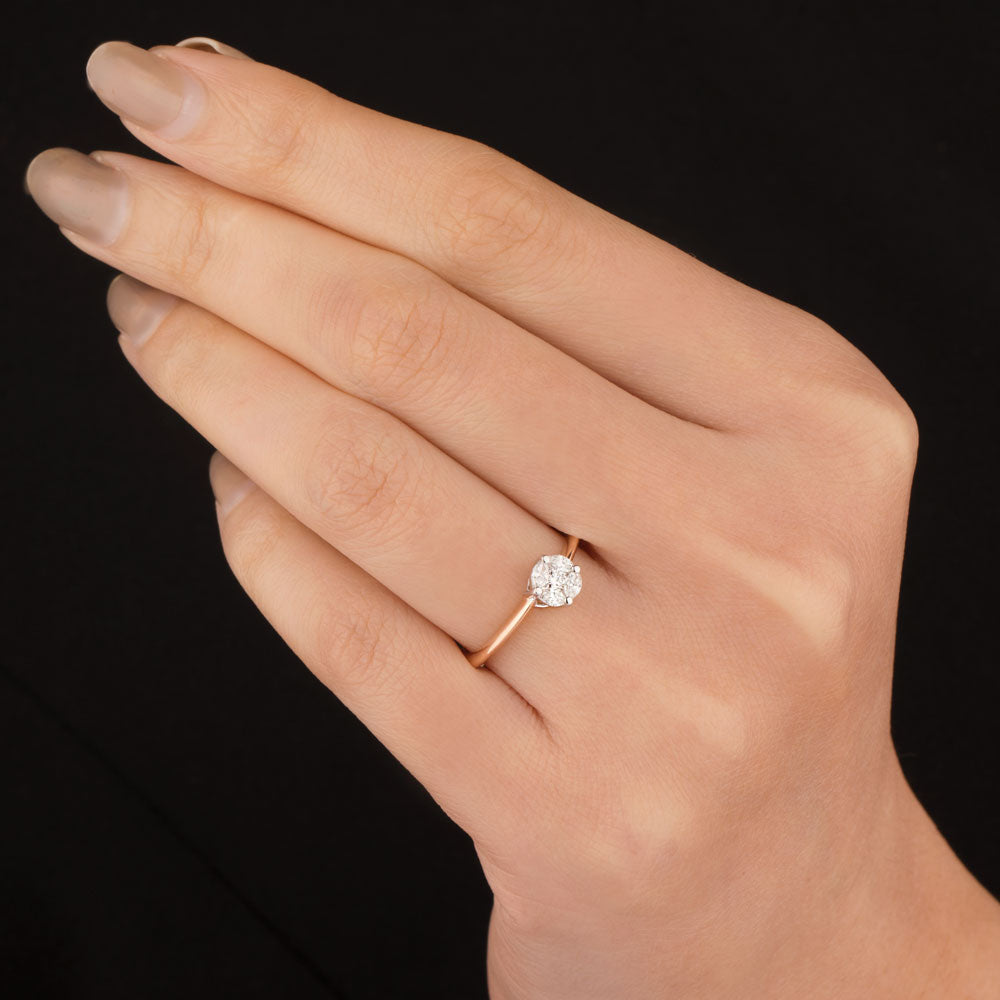 18K Two Tone Gold Diamond Ring - 0.231ct VVS-EF