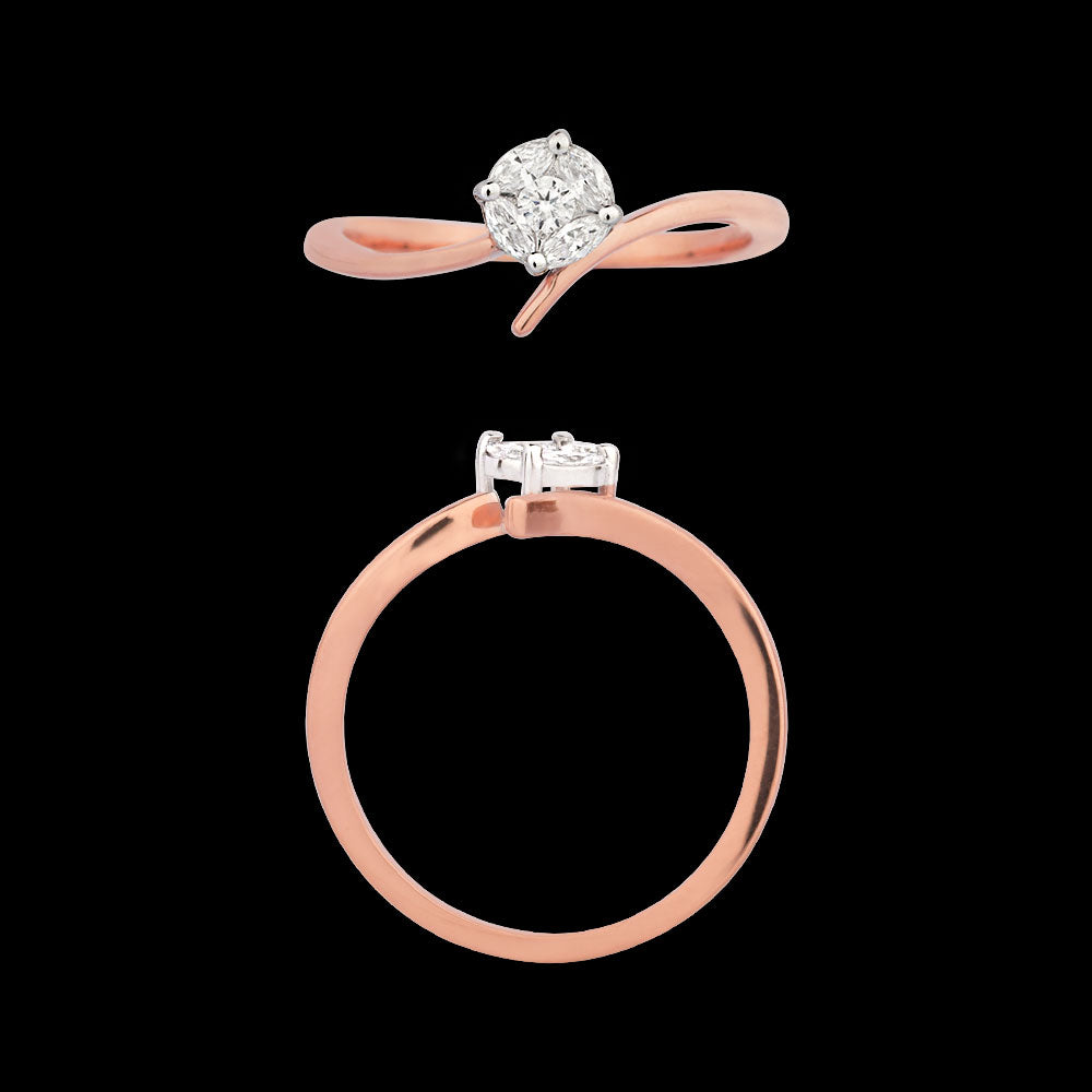 18K Rose Gold Diamond Ring - 0.199ct VVS-EF