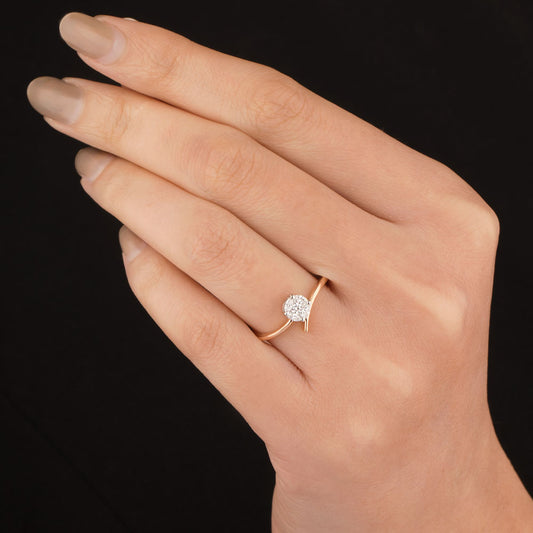 18K Rose Gold Diamond Ring - 0.199ct VVS-EF