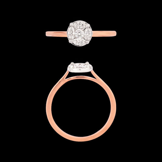 18K Two Tone Gold Diamond Ring - 0.298ct VVS-EF