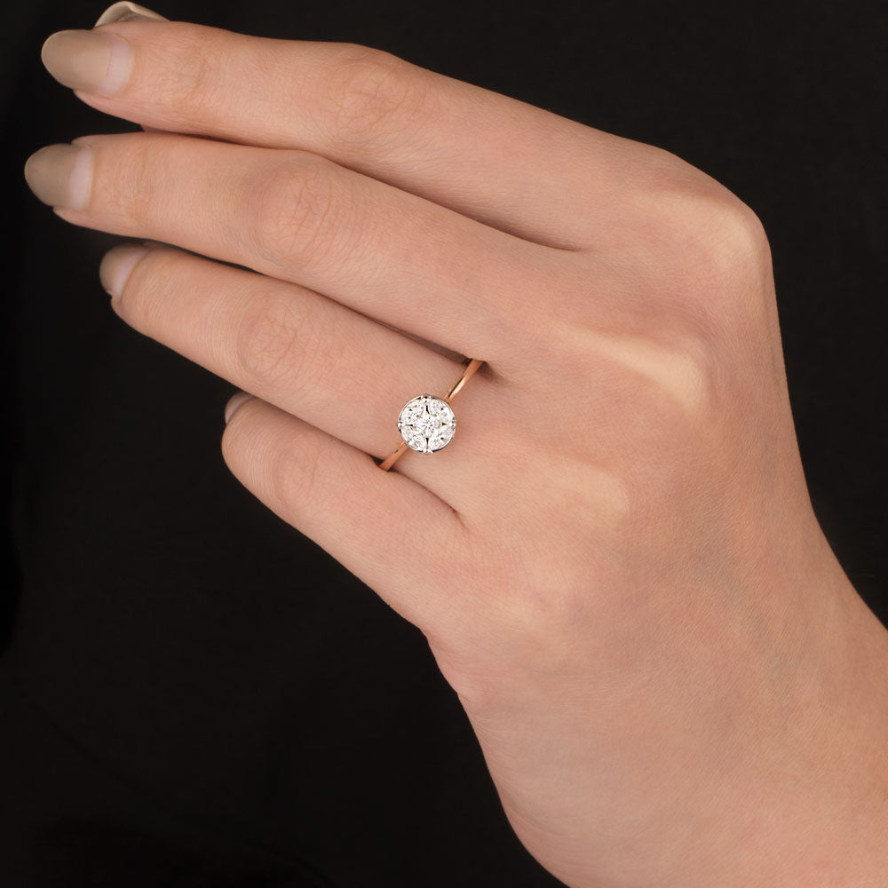 18K Two Tone Gold Diamond Ring - 0.298ct VVS-EF