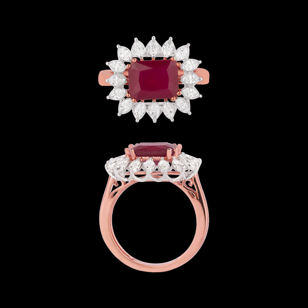 18K Two Tone Gold Diamond Ring - 0.775ct VVS-EF with Colour Stones
