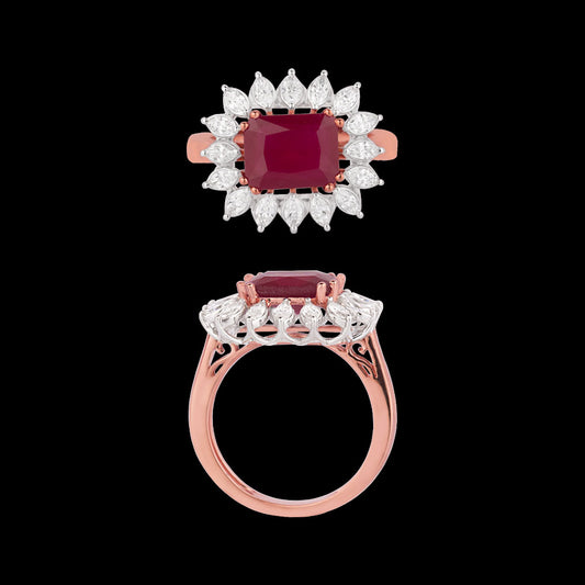 18K Two Tone Gold Diamond Ring - 0.775ct VVS-EF with Colour Stones