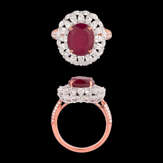 18K Two Tone Gold Diamond Ring - 1.93ct VVS-VS-EF with Colour Stones